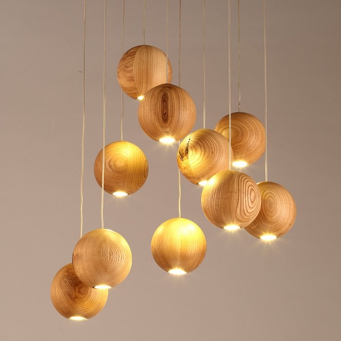 Подвесной светильник Lofter Wooden Sphere Белый дуб в Орле | Loft Concept 