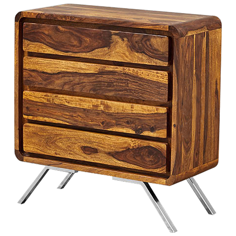Комод деревянный на металлических ножках Liam Wood Commode Коричневый Хром Комод деревянный на металлических ножках Liam Wood Commode Коричневый Хром в Орле | Loft Concept