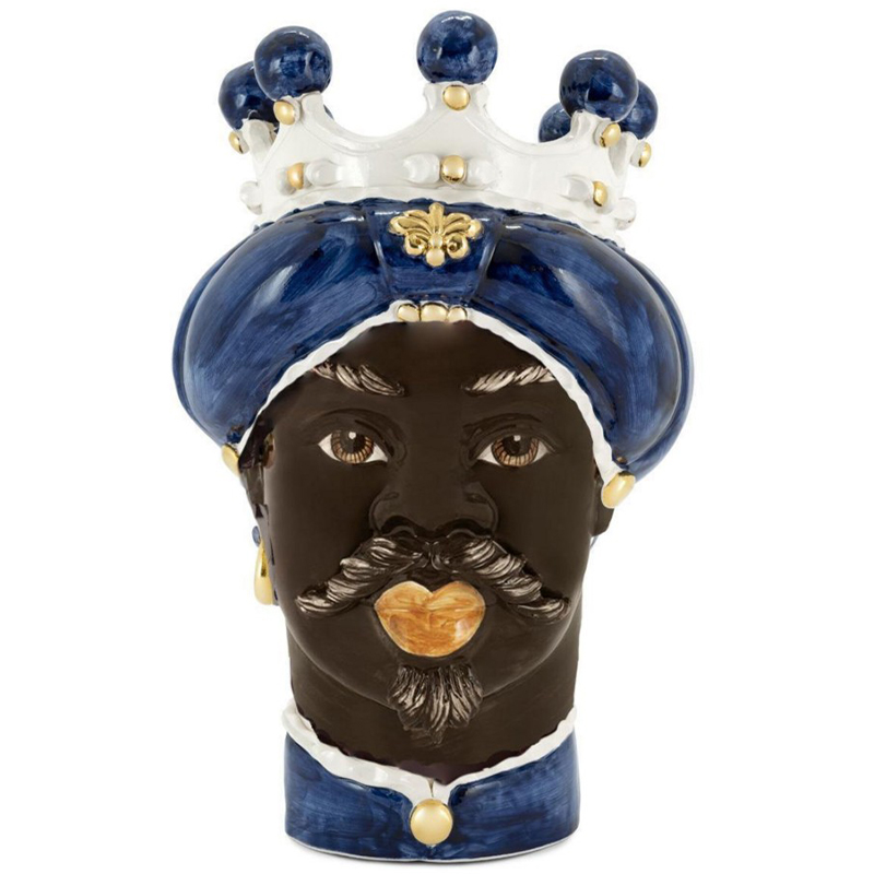 Ваза Vase Moro Man Medium New Dark Blue Синий Коричневый Белый Золотой Ваза Vase Moro Man Medium New Dark Blue Синий Коричневый Белый Золотой в Орле | Loft Concept
