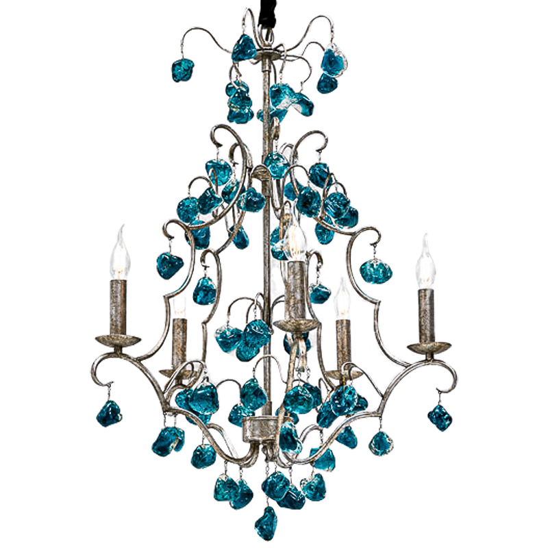 Люстра Crystal Blue Cupertino Chandelier 55 Морская синь Серебро винтаж Люстра Crystal Blue Cupertino Chandelier 55 Морская синь Серебро винтаж в Орле | Loft Concept