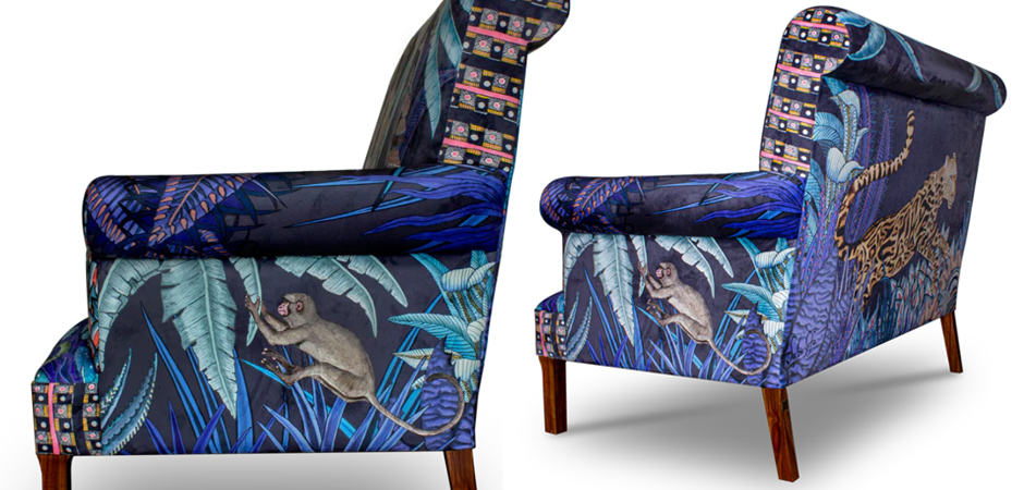 Диван Ardmore Design Sabie Sofa in Tanzanite Синий Тропический Орнамент - фото №2