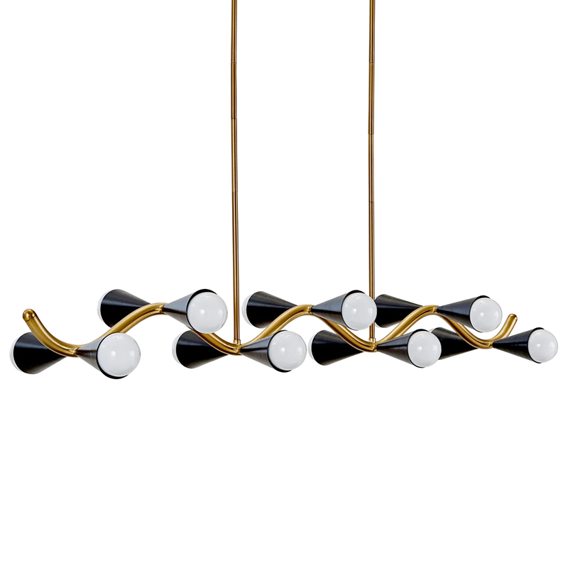 Линейная люстра Jonathan Adler CARACAS WAVE CHANDELIER Латунь Черный Линейная люстра Jonathan Adler CARACAS WAVE CHANDELIER Латунь Черный в Орле | Loft Concept