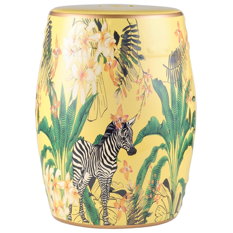 Керамический табурет Zebra Tropical Animal Ceramic Stool Yellow Желтый Черно-белый Зеленый Керамический табурет Zebra Tropical Animal Ceramic Stool Yellow Желтый Черно-белый Зеленый в Орле | Loft Concept