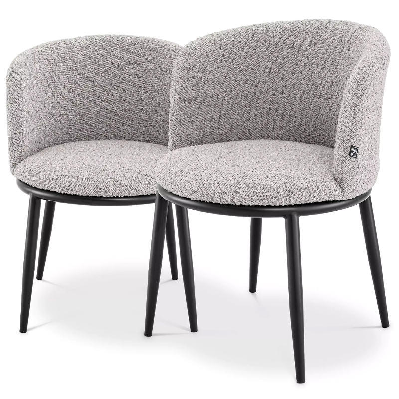 Комплект из двух стульев Eichholtz Dining Chair Filmore Set of 2 Boucle Grey Серый Черный Комплект из двух стульев Eichholtz Dining Chair Filmore Set of 2 Boucle Grey Серый Черный в Орле | Loft Concept