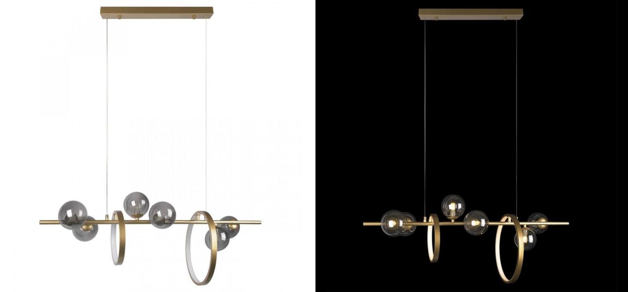 Линейная Светодиодная люстра Серое Стекло IONA Сhandelier 90 см - фото №1