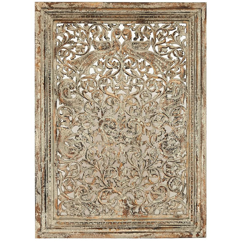 Настенный декор Wall Decor Mango Wood Carved Дерево Серый Настенный декор Wall Decor Mango Wood Carved Дерево Серый в Орле | Loft Concept