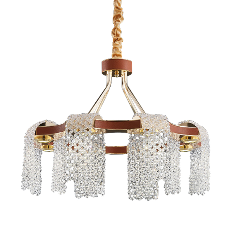 Люстра Leather Glass Chandelier 60 Золотой Коричневый Прозрачный Люстра Leather Glass Chandelier 60 Золотой Коричневый Прозрачный в Орле | Loft Concept