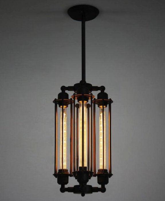 Подвесной светильник Loft Industrial Edison Cage Vertical Quatro Черный Подвесной светильник Loft Industrial Edison Cage Vertical Quatro Черный в Орле | Loft Concept
