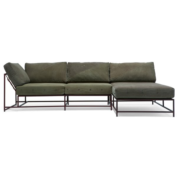 Угловой диван Olive Military Fabric Sectional sofa Оливковый Угловой диван Olive Military Fabric Sectional sofa Оливковый в Орле | Loft Concept