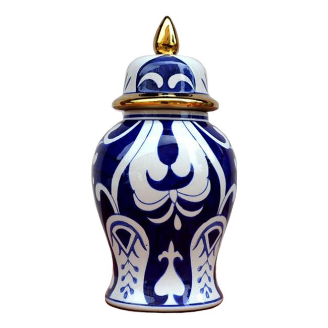 Китайская чайная ваза с крышкой Blue Pattern Белый Темно-синий Китайская чайная ваза с крышкой Blue Pattern Белый Темно-синий в Орле | Loft Concept