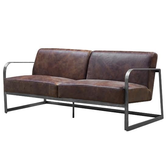 Диван INDIO METAL leather SOFA Коричневый Диван INDIO METAL leather SOFA Коричневый в Орле | Loft Concept
