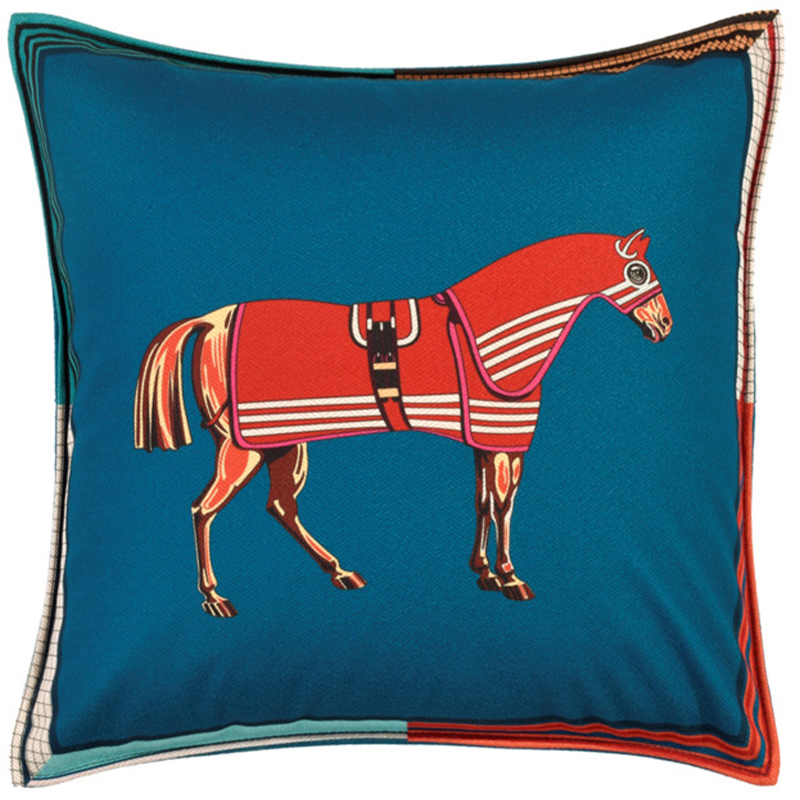 Декоративная подушка Hermes Horse 41 Синий Красный Мульти Декоративная подушка Hermes Horse 41 Синий Красный Мульти в Орле | Loft Concept