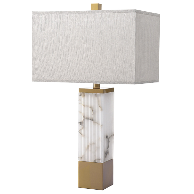 Настольная лампа Blanchefleur Marble Table Lamp Белый Мрамор Bianco Серый Латунь Настольная лампа Blanchefleur Marble Table Lamp Белый Мрамор Bianco Серый Латунь в Орле | Loft Concept
