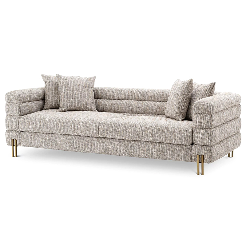 Диван Eichholtz Sofa York Бежево-серый Латунь Бежево-серый Матовая латунь в Орле | Loft Concept 