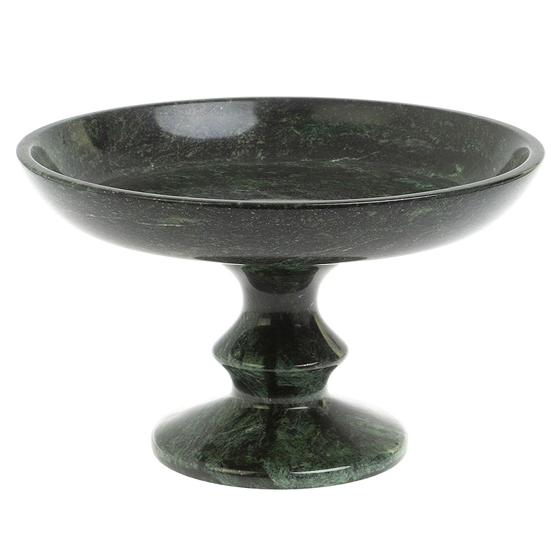 Фруктовница большая из натурального камня Змеевик Шабровский Natural Stone Fruit Bowls Зеленый Черный в Орле | Loft Concept 