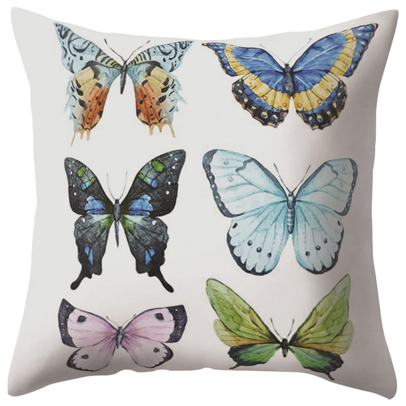 Декоративная подушка Six Butterflies Белый Мульти Декоративная подушка Six Butterflies Белый Мульти в Орле | Loft Concept