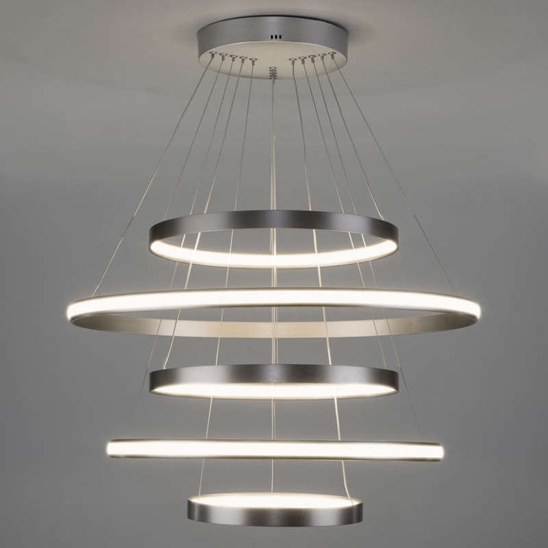 Люстра Light Ring Vertical Silver 5 колец Никель Сатин Люстра Light Ring Vertical Silver 5 колец Никель Сатин в Орле | Loft Concept