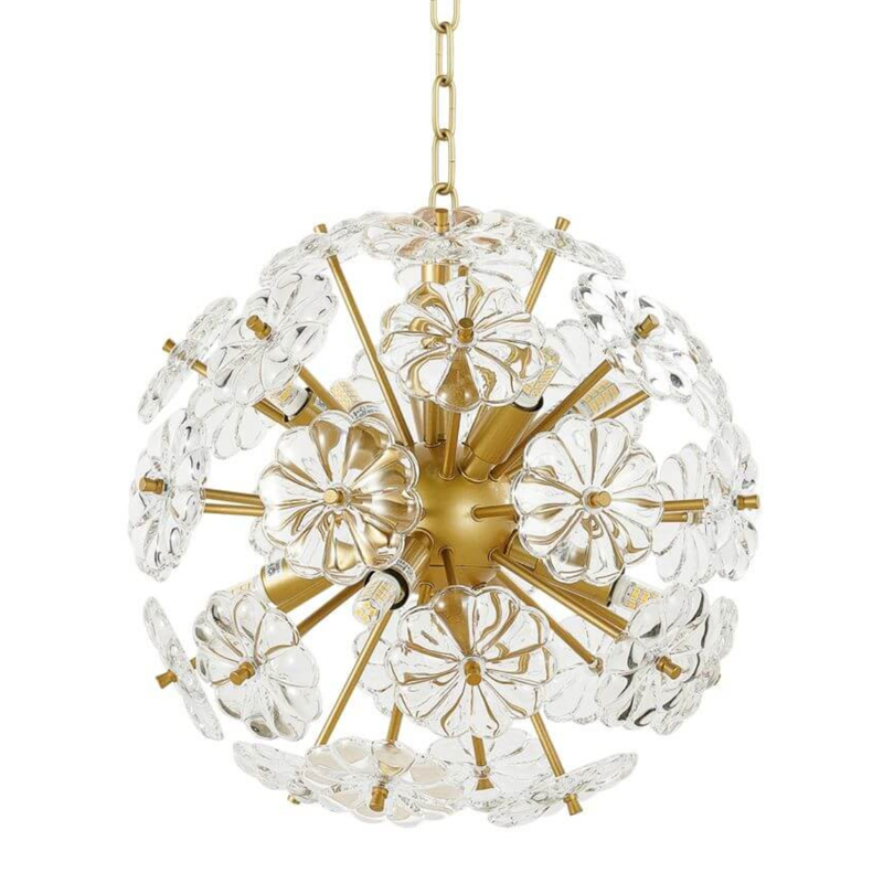 Люстра Glass Flowers Sputnik Chandelier D 32 матовое золото Прозрачное Стекло Люстра Glass Flowers Sputnik Chandelier D 32 матовое золото Прозрачное Стекло в Орле | Loft Concept