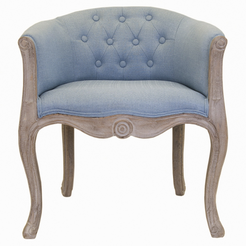 Кресло низкое в стиле прованс Louis French Armchair light blue flax Светло-голубой Бежево-серый Кресло низкое в стиле прованс Louis French Armchair light blue flax Светло-голубой Бежево-серый в Орле | Loft Concept
