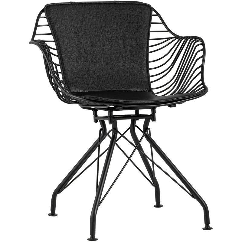 Стул Bertoia с подлокотником Chair Black metal Черный в Орле | Loft Concept 