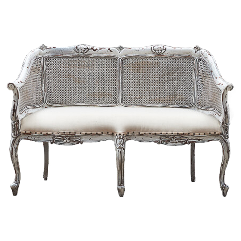 Диван Maria Antoinette Wicker Sofa Бежевый Белый винтажная патина Диван Maria Antoinette Wicker Sofa Бежевый Белый винтажная патина в Орле | Loft Concept