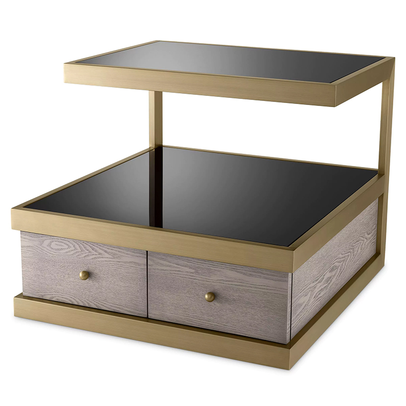 Приставной стол Eichholtz Side Table Kuboa Латунь Черный Gray oak Серый Дуб Приставной стол Eichholtz Side Table Kuboa Латунь Черный Gray oak Серый Дуб в Орле | Loft Concept