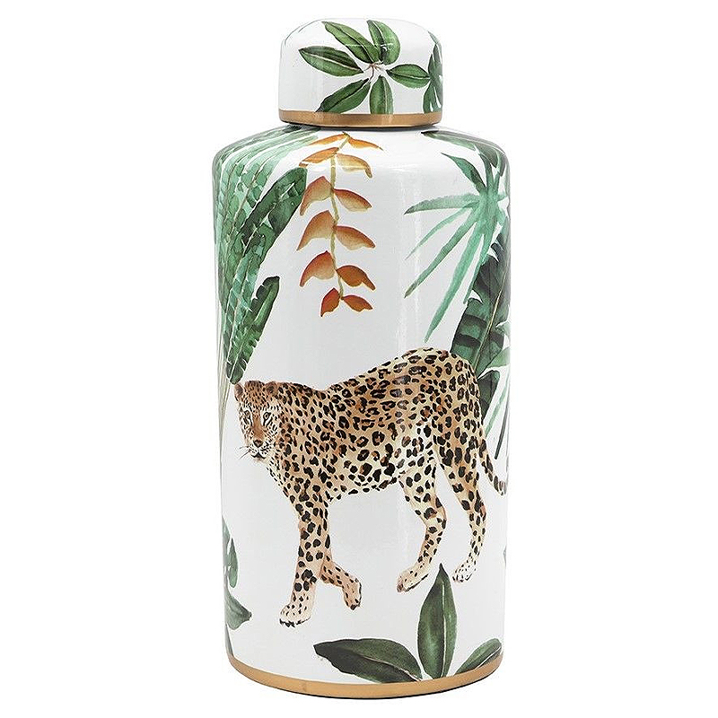 Ваза фарфоровая с ручной росписью Leopard Collection Белый Мульти Ваза фарфоровая с ручной росписью Leopard Collection Белый Мульти в Орле | Loft Concept