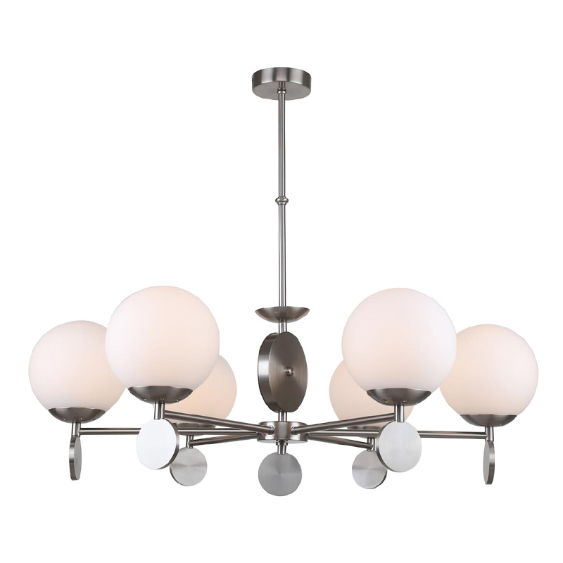Люстра Kyran Nickel Chandelier 6 Никель Белый Люстра Kyran Nickel Chandelier 6 Никель Белый в Орле | Loft Concept