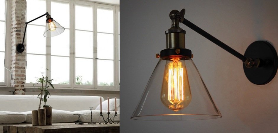 Бра Gloce Cone Shade Loft Industrial Glass Бра Gloce Cone Shade Loft Industrial Glass - Loft-Concept в Орле