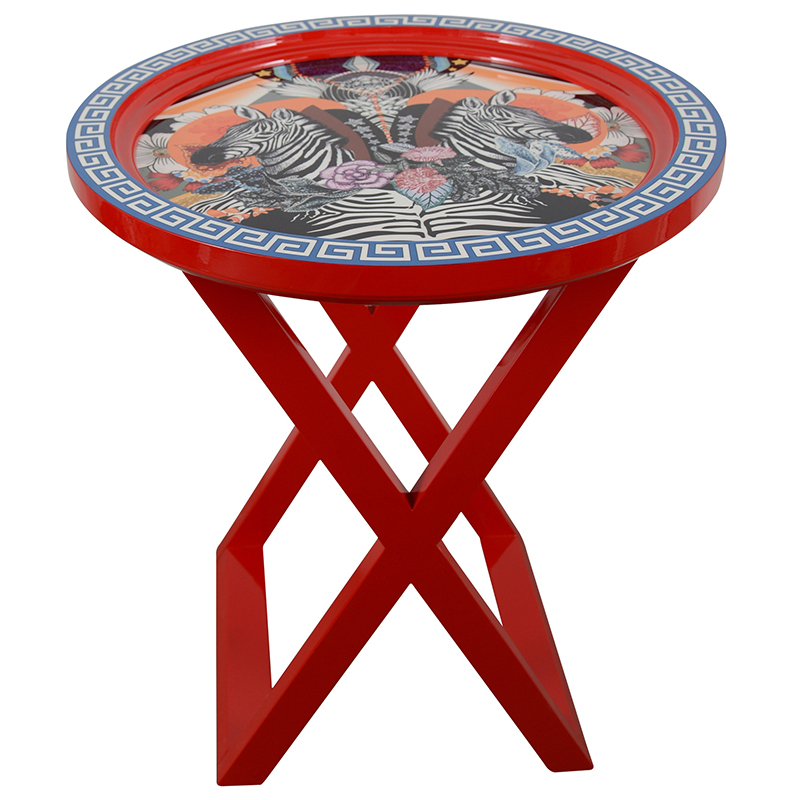 Приставной стол Zebras Painted Round Countertop Side Table Мульти Красный Приставной стол Zebras Painted Round Countertop Side Table Мульти Красный в Орле | Loft Concept