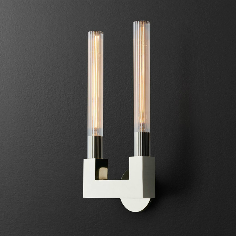 Бра RH CANNELLE wall lamp DOUBLE Sconces Chrome Хром Прозрачное Стекло Бра RH CANNELLE wall lamp DOUBLE Sconces Chrome Хром Прозрачное Стекло в Орле | Loft Concept