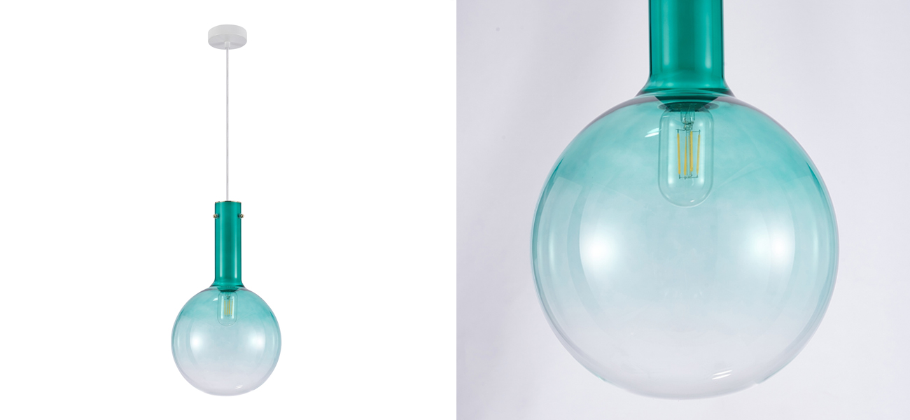 Подвесной светильник с выдувным плафоном AMBERY TURQUOISE - фото