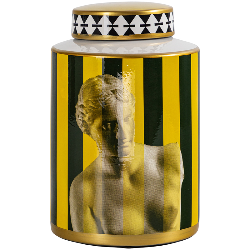 Ваза с крышкой Venus Yellow Black Vase Золотой Желтый Черный Черно-белый Ваза с крышкой Venus Yellow Black Vase Золотой Желтый Черный Черно-белый в Орле | Loft Concept