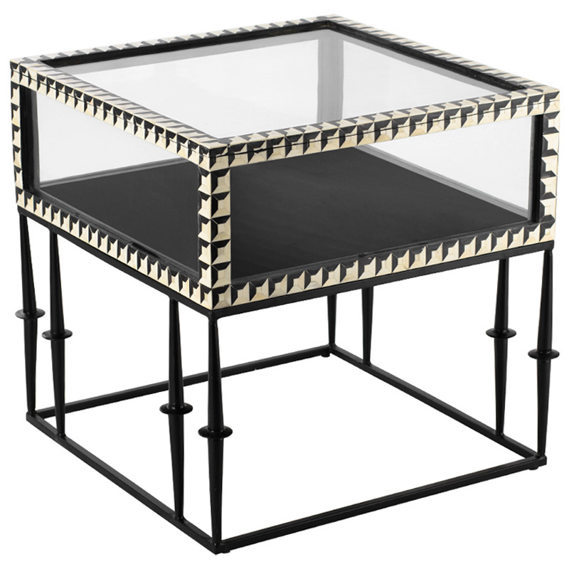 Приставной стол с витриной Bone Inlay black white Черный Белый в Орле | Loft Concept 
