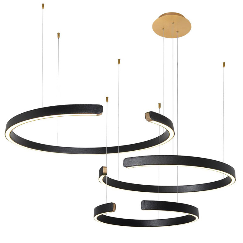 Люстра Half Ring 3 black leather Черный Золотой Люстра Half Ring 3 black leather Черный Золотой в Орле | Loft Concept