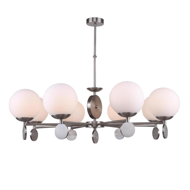 Люстра Kyran Nickel Chandelier 8 Никель Белый Люстра Kyran Nickel Chandelier 8 Никель Белый в Орле | Loft Concept