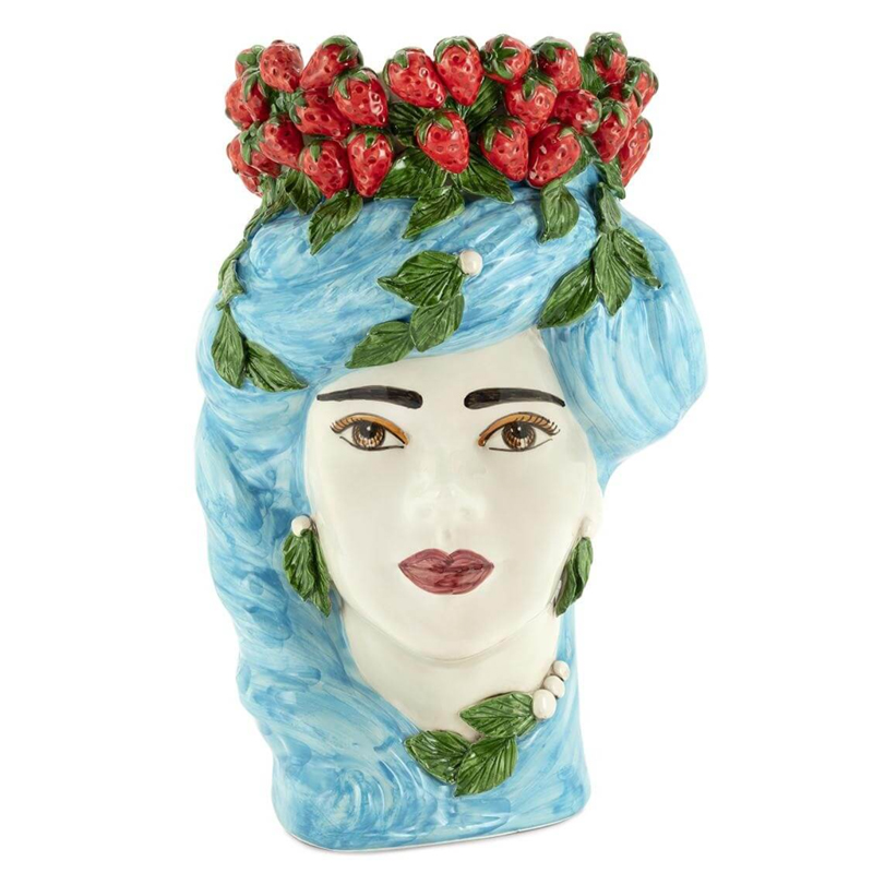 Ваза VASE STRAWBERRIES HEAD LADY BIG Blue Красный Голубой Ваза VASE STRAWBERRIES HEAD LADY BIG Blue Красный Голубой в Орле | Loft Concept