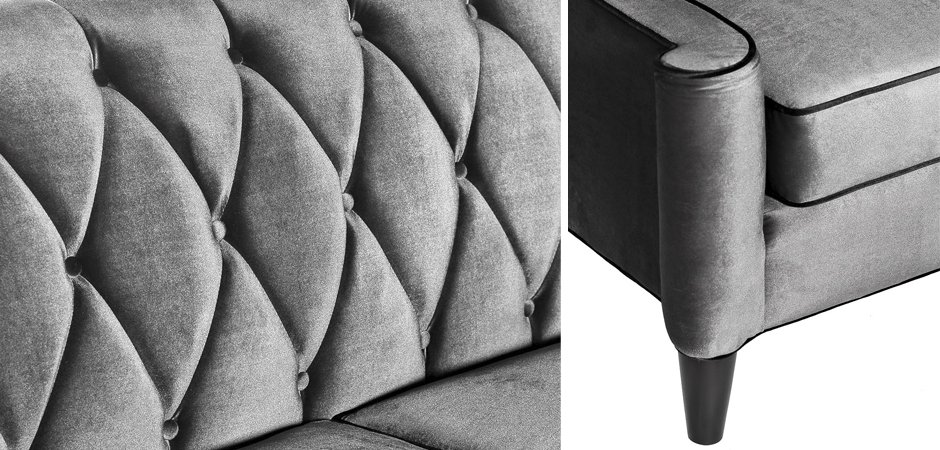 Диван Armen Living Barrister Gray Velvet Диван Armen Living Barrister Gray Velvet - Loft-Concept в Орле