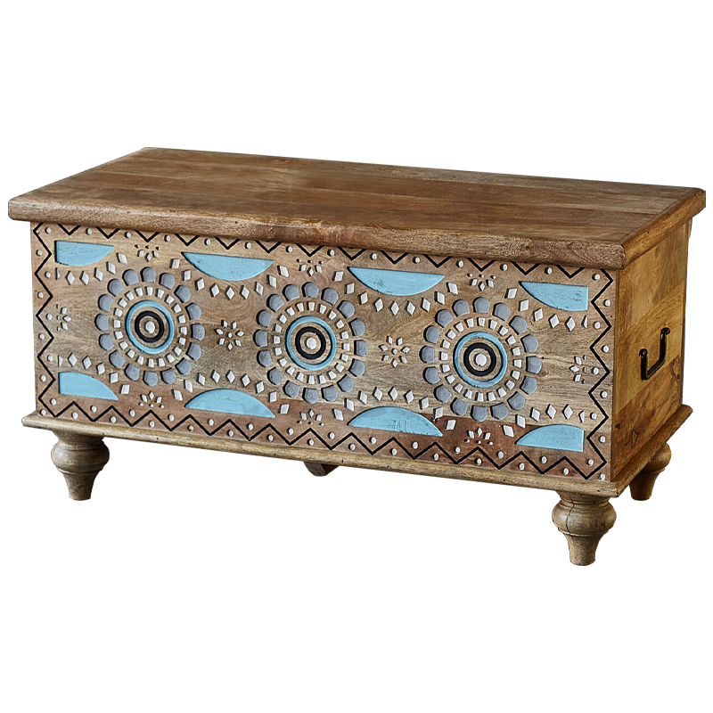 Сундук резной Mitra Carved Wood Chest Голубой Коричневый Белый Сундук резной Mitra Carved Wood Chest Голубой Коричневый Белый в Орле | Loft Concept