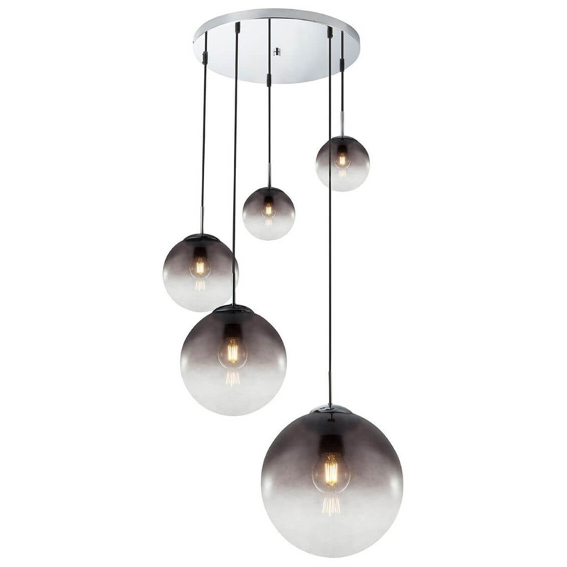 Люстра Ball Sunrise Pendant lamp smok 5 плафона Стекло Смок Хром Люстра Ball Sunrise Pendant lamp smok 5 плафона Стекло Смок Хром в Орле | Loft Concept