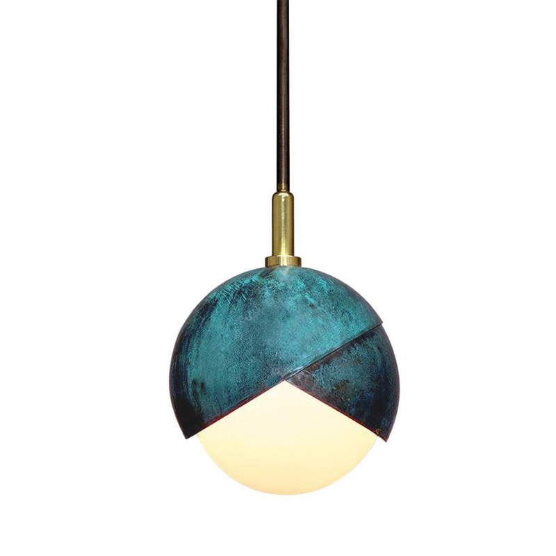Подвесной светильник Trella studio BENEDICT PENDANT Бирюзовый Белый в Орле | Loft Concept 