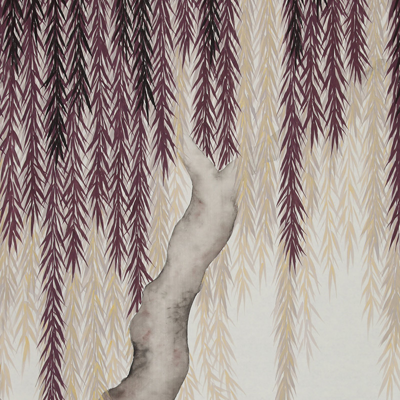 Обои ручная роспись Willow Boysenberry on Bleached White dyed silk Обои ручная роспись Willow Boysenberry on Bleached White dyed silk в Орле | Loft Concept