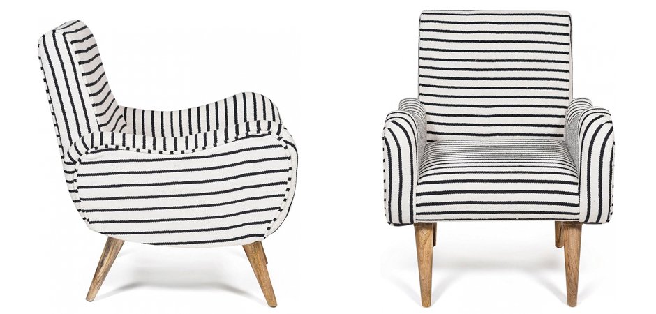 Кресло с подлокотниками Black and White Stripes Кресло с подлокотниками Black and White Stripes - Loft-Concept в Орле