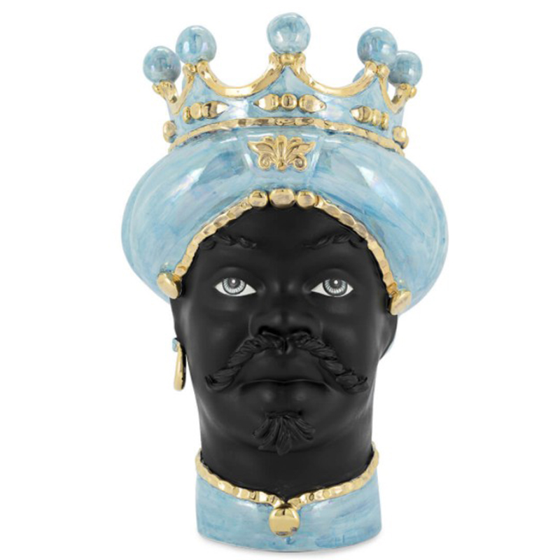 Ваза VASE MORO MAN MED. MOP blue Черный Светло-голубой Золотой Ваза VASE MORO MAN MED. MOP blue Черный Светло-голубой Золотой в Орле | Loft Concept