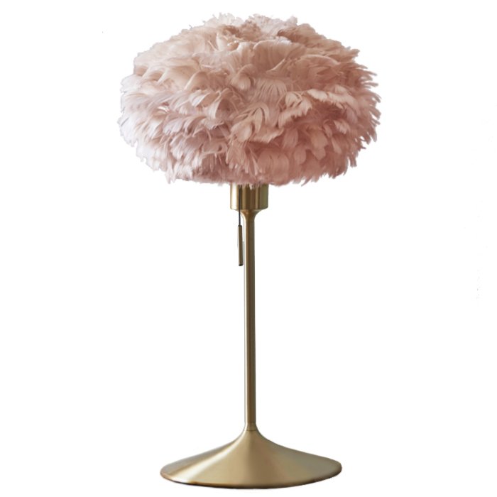 Настольная лампа из перьев Plumage Pink Розовый пастельный Белый Латунь Настольная лампа из перьев Plumage Pink Розовый пастельный Белый Латунь в Орле | Loft Concept
