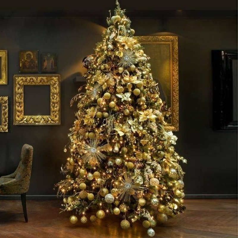 Дизайнерская Елка с Золотыми Новогодними игрушками Christmas Tree Golden Stars Золотой Зеленый Дизайнерская Елка с Золотыми Новогодними игрушками Christmas Tree Golden Stars Золотой Зеленый в Орле | Loft Concept