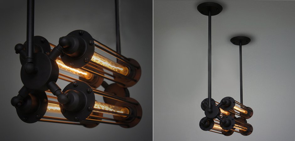 Подвесной светильник Loft Industrial Edison Cage Horizontal Quatro Подвесной светильник Loft Industrial Edison Cage Horizontal Quatro - Loft-Concept в Орле