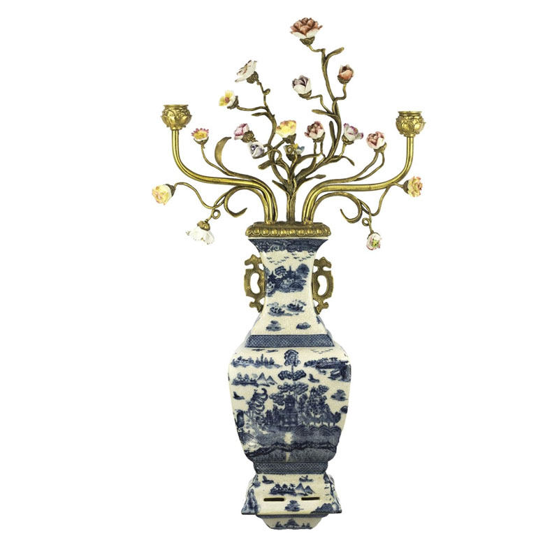 Подсвечник Flowers In A Vase Белый Синий Бронза Подсвечник Flowers In A Vase Белый Синий Бронза в Орле | Loft Concept