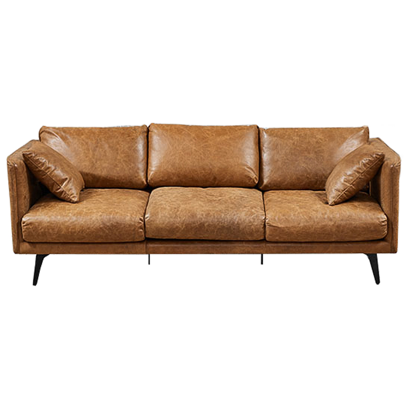 Диван Caramel Leather Triple Sofa Карамель Черный Диван Caramel Leather Triple Sofa Карамель Черный в Орле | Loft Concept