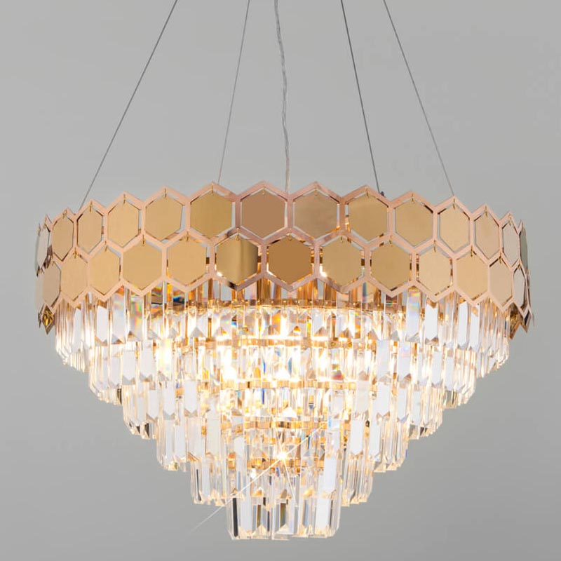 Люстра Hanging Hexagon Moira Chandelier gold Прозрачный (Transparent) Золотой Люстра Hanging Hexagon Moira Chandelier gold Прозрачный (Transparent) Золотой в Орле | Loft Concept
